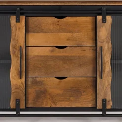 Design Sideboard aus Mangoholz und Metall - Aglia
