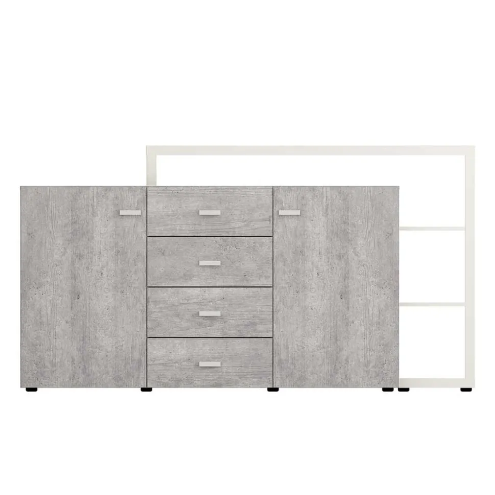 Design Sideboard in Beton Optik & Weiß - Venatio