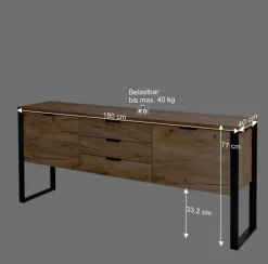 Design Sideboard in Eiche Optik - Ilvensa