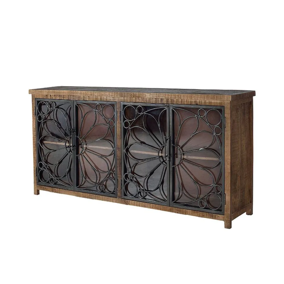 Design Sideboard mit vier Glas Metalltüren - Everton