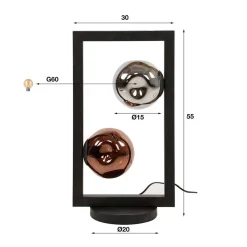 Design Tischleuchte mit zwei Glas Kugelschirmen - Melira