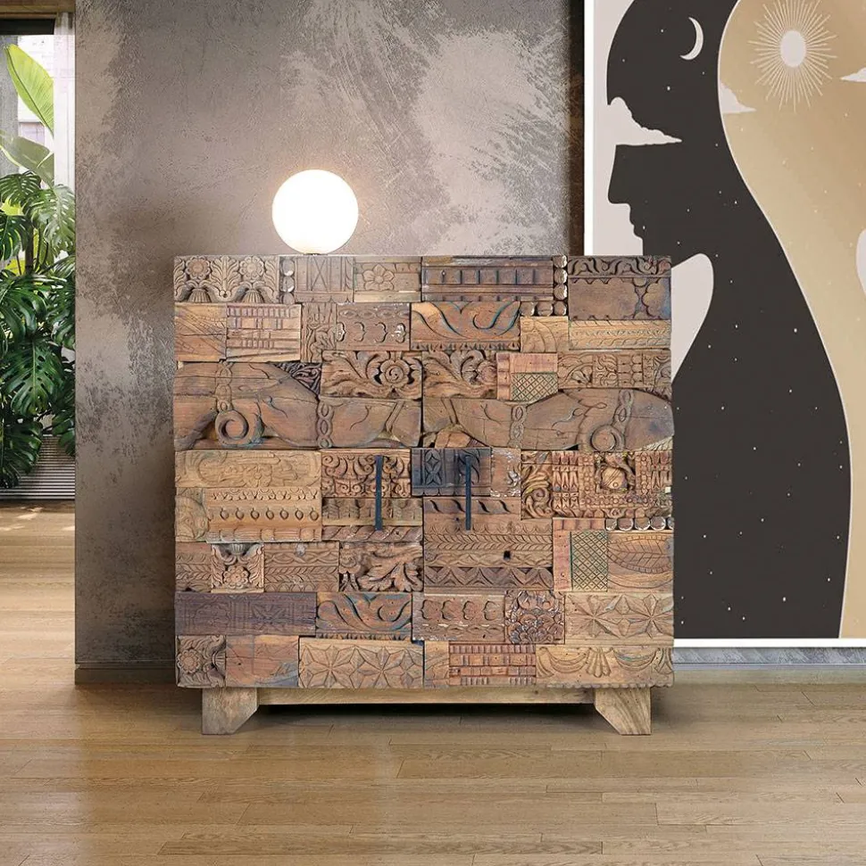 Design Türen-Kommode aus Mangoholz rustikal - Lacid