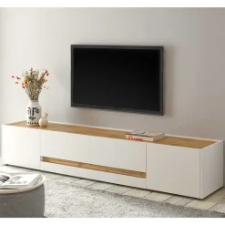 Design TV Board in Weiß & Wildeiche Optik - Nonessia