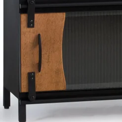 Design TV Lowboard aus Mangoholz und Metall - Aglia