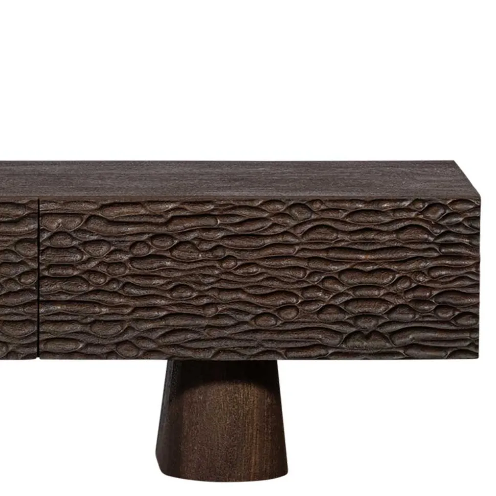 Design TV Lowboard aus Mangoholz in Walnuss Braun - Glancossa