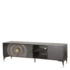 Design TV Lowboard in Schwarz mit Messing - Alkatar