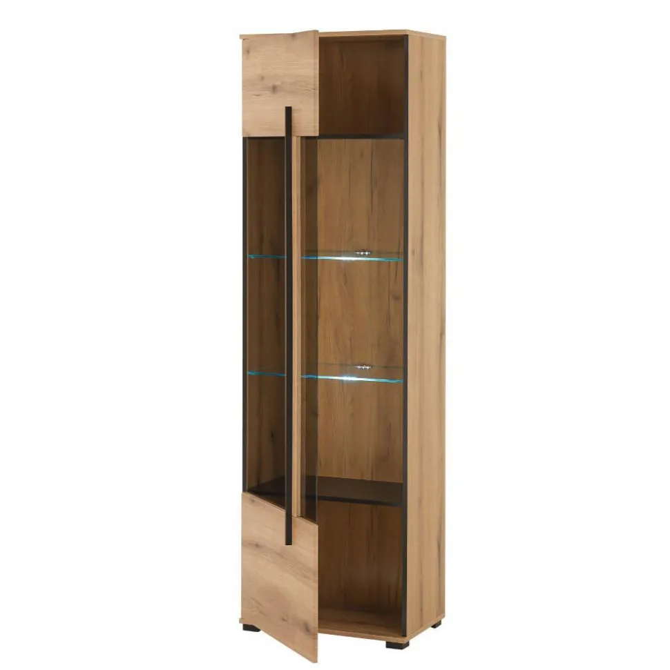 Design Vitrine in Holzoptik Eiche Natur - Brocus