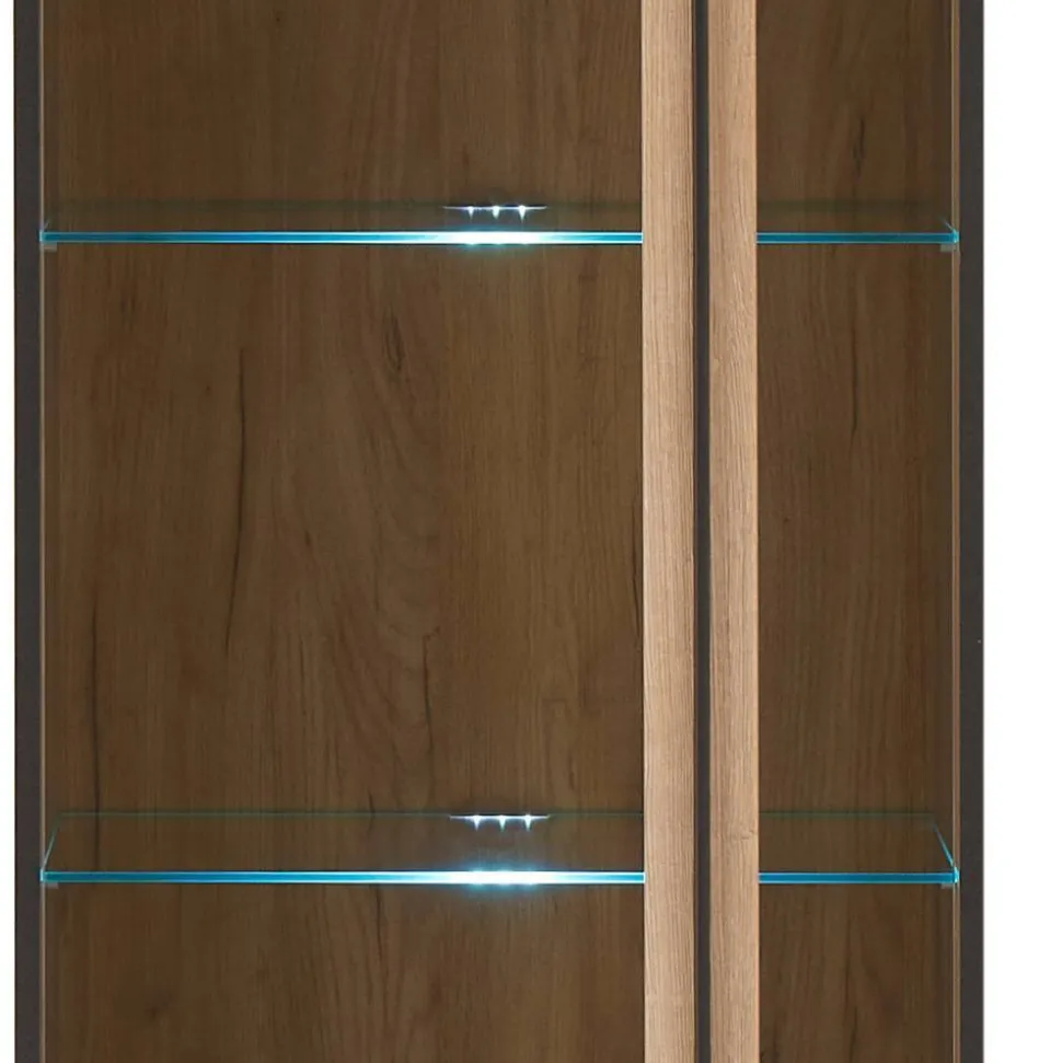 Design Vitrine in Holzoptik Eiche Natur - Brocus