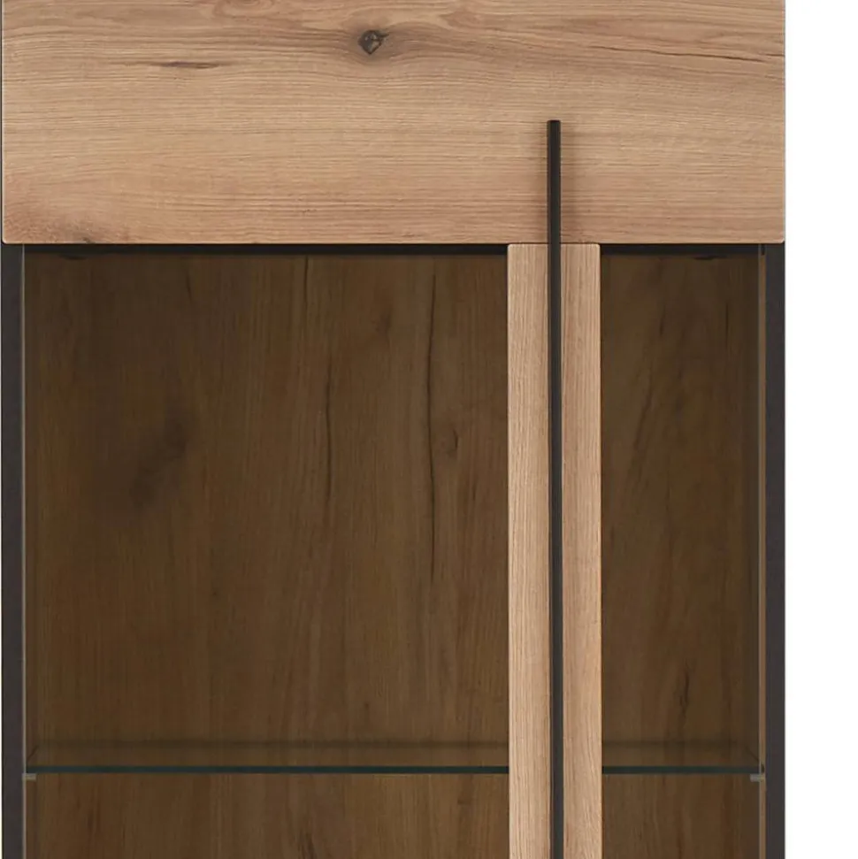 Design Vitrine in Holzoptik Eiche Natur - Brocus