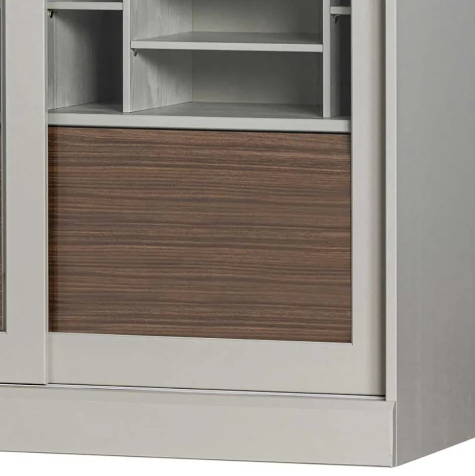 Design Vitrinenschrank mit Glas-Schiebetüren - Cretasa