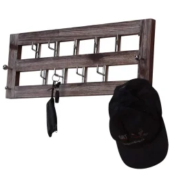 Design Wandgarderobe in Braun Pinie Holz - Fionora