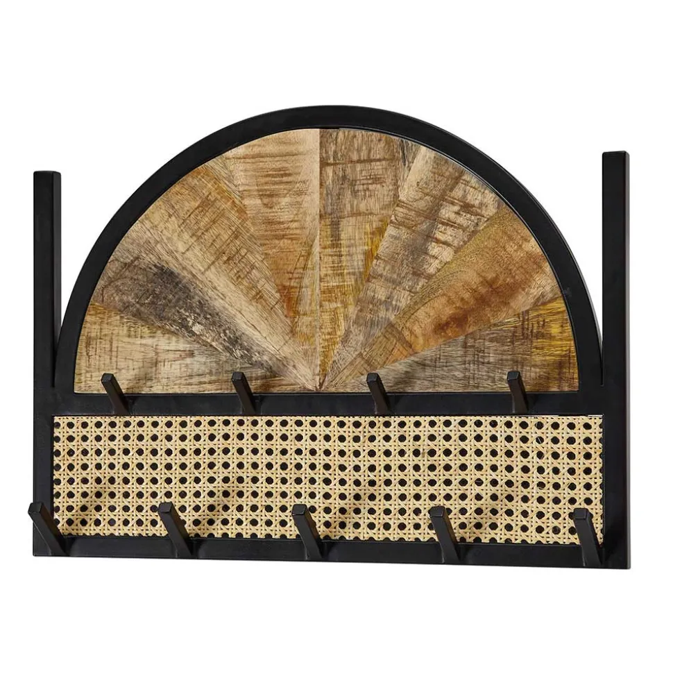 Design Wandgarderobe mit Wiener Geflecht & Holz - Leiria