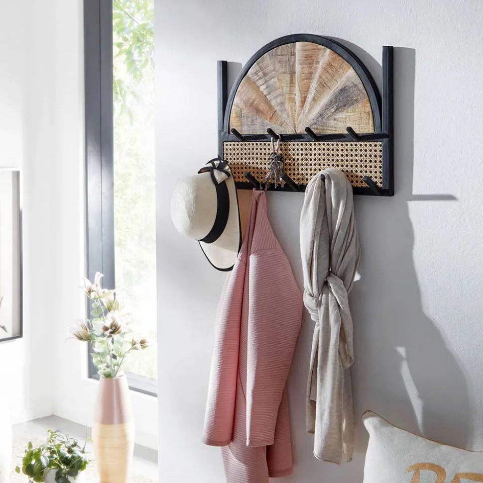 Design Wandgarderobe mit Wiener Geflecht & Holz - Leiria