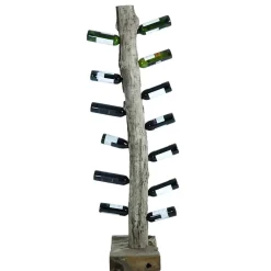 Design Weinregal aus Holzstamm Teak massiv - Teako