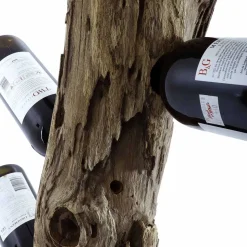 Design Weinregal aus Holzstamm Teak massiv - Teako