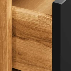 Design Wildeiche Bett & Nachttische - Olbysca (dreiteilig)