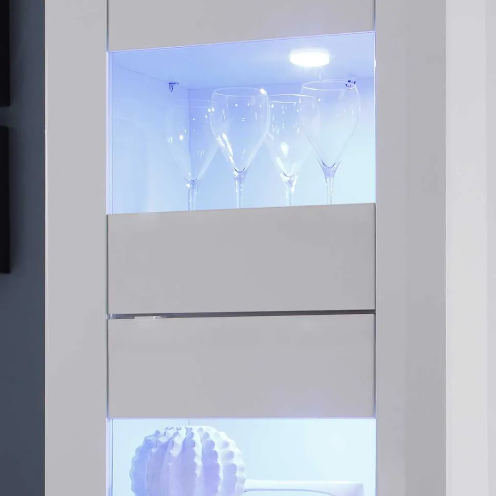 Design Wohnzimmer Vitrine in Hochglanz Weiß - Sogno