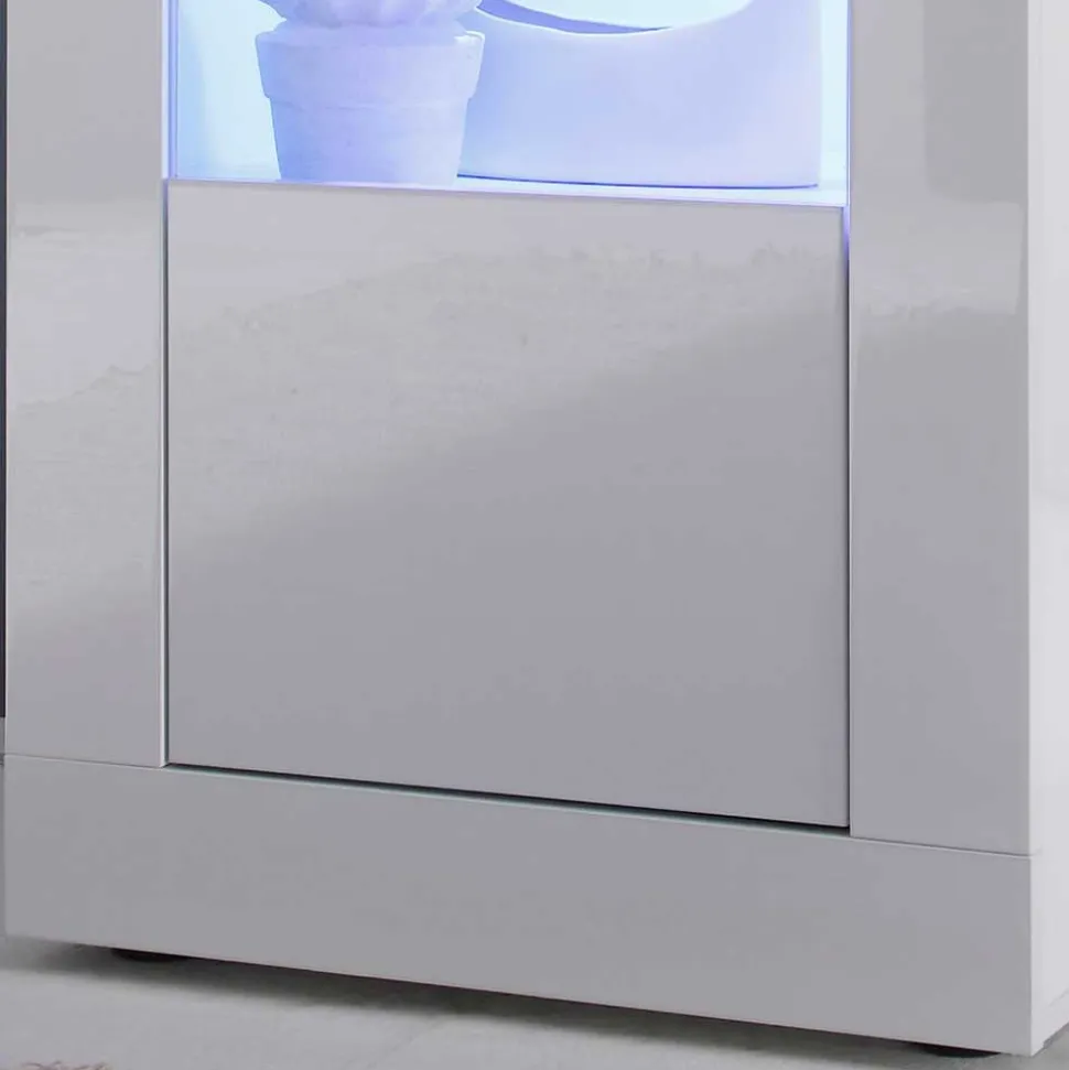 Design Wohnzimmer Vitrine in Hochglanz Weiß - Sogno