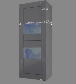 Design Wohnzimmer Vitrine in Hochglanz Weiß - Sogno