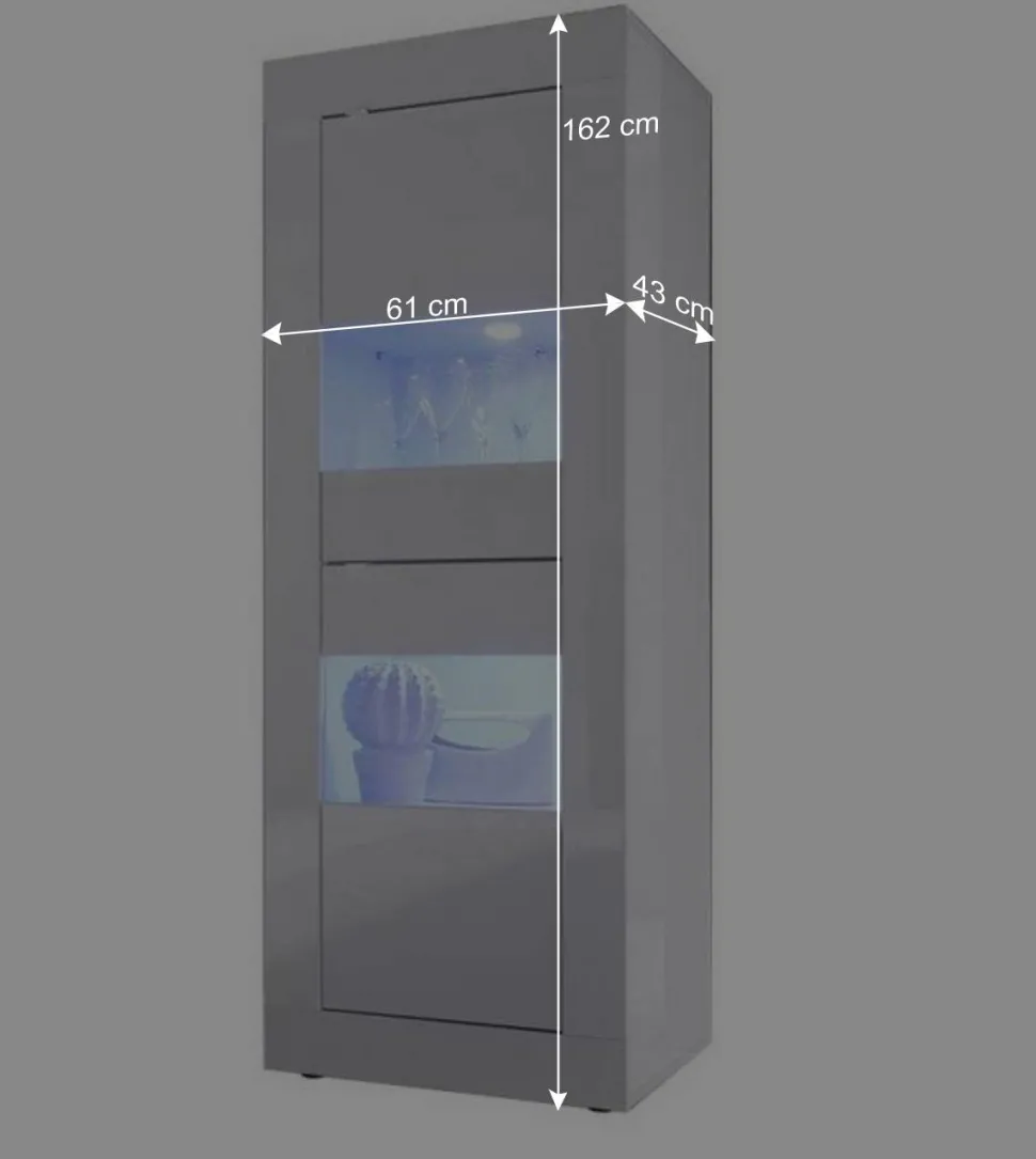 Design Wohnzimmer Vitrine in Hochglanz Weiß - Sogno