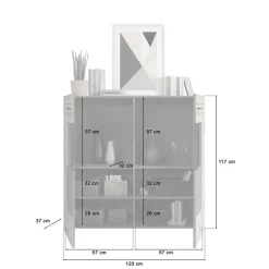 Design Wohnzimmerschrank mit Glaseinsätzen - Scarlett