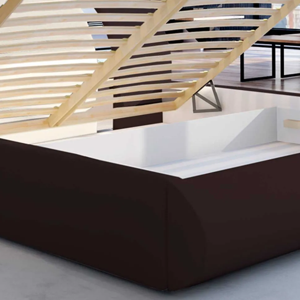 Designbett in Dunkelbraun mit Creme - Dyronna