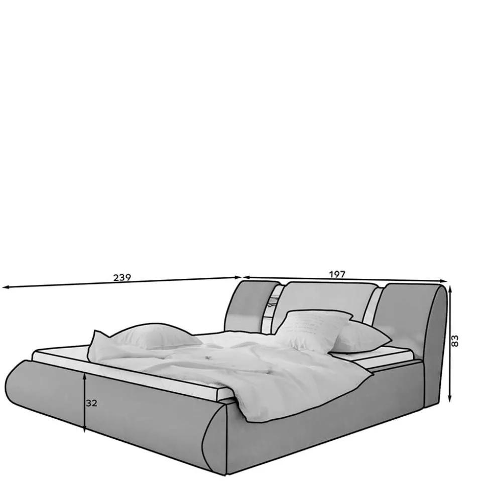 Designbett in Dunkelbraun mit Creme - Dyronna