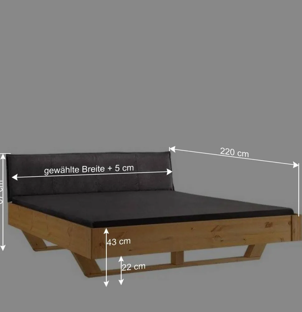 Designbett mit Holzkufen aus Kiefer gelaugt - Ravilon