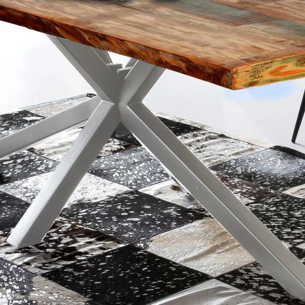 Designer Altholz Esstisch in Mehrfarbig - Dembley