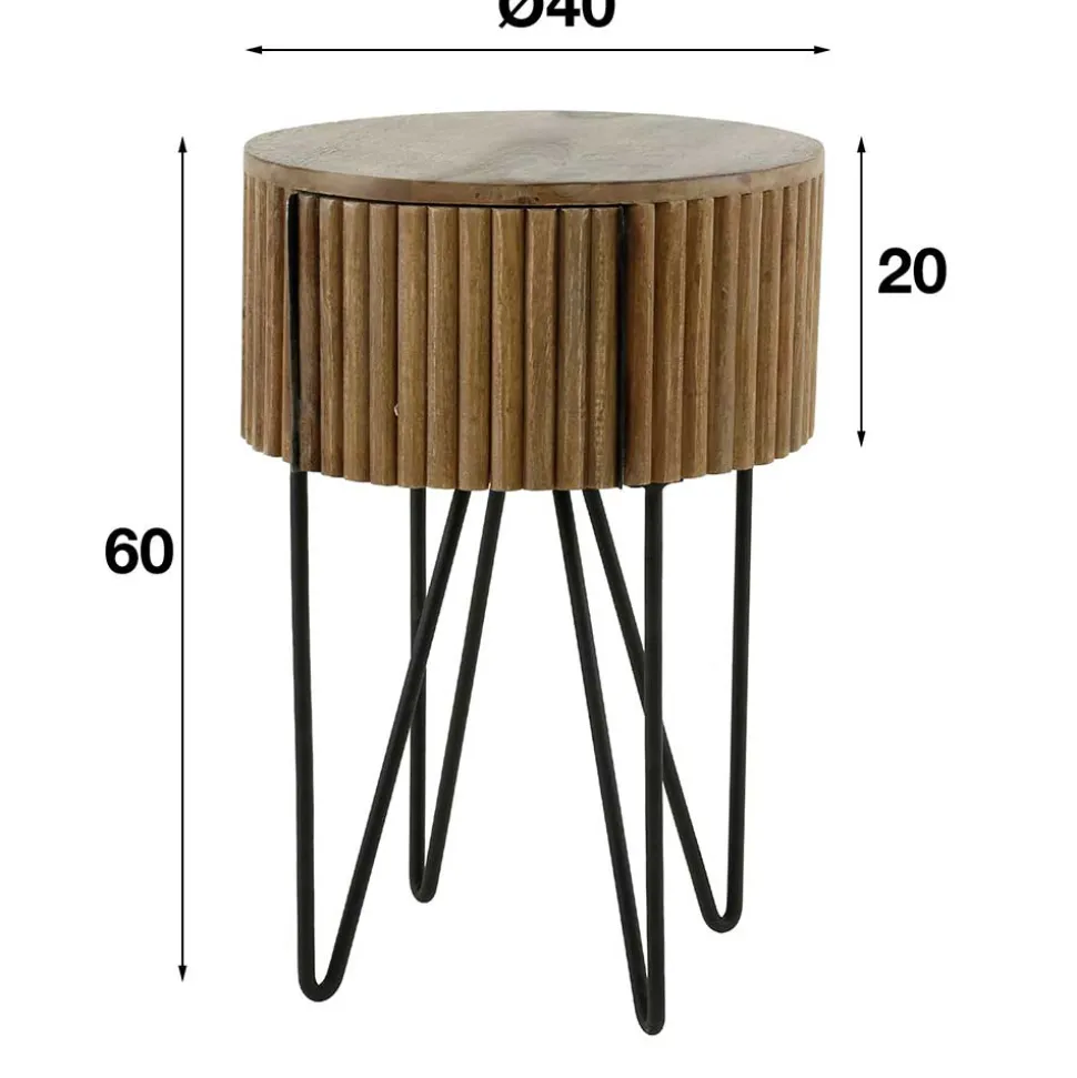 Designer Beistelltisch mit Schublade in Rund - Baina
