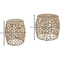 Designer Beistelltische aus Alu in Gold - Parakou (zweiteilig)