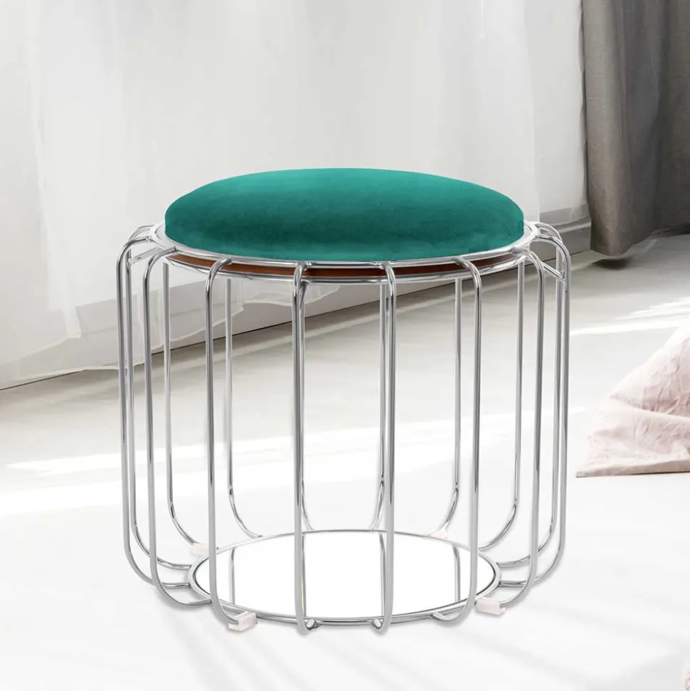 Designer Hocker in Grün Samt - Mundary