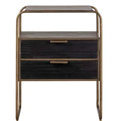 Designer Nachtkommode in Schwarz & Altmessing - Sianner