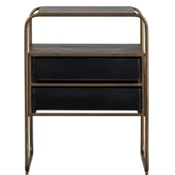 Designer Nachtkommode in Schwarz & Altmessing - Sianner