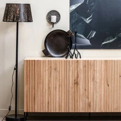 Designer Stehlampe in Schwarz & Messingfarben - Milana