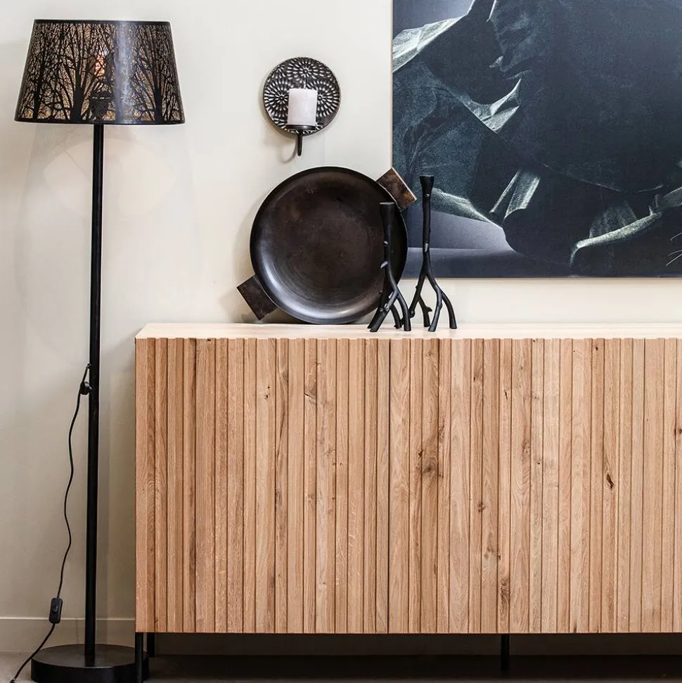 Designer Stehlampe in Schwarz & Messingfarben - Milana