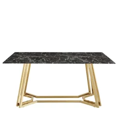 Designer Tisch mit Glasplatte in Marmor Optik - Mooney