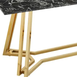 Designer Tisch mit Glasplatte in Marmor Optik - Mooney