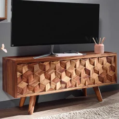 Designer TV Board aus Sheesham Massivholz - Crabira