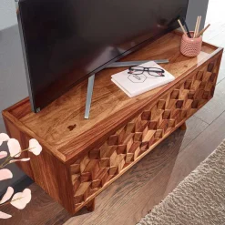 Designer TV Board aus Sheesham Massivholz - Crabira