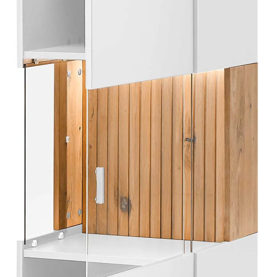Designer Wohnzimmervitrine in Weiß und Eiche Bianco - Miloris