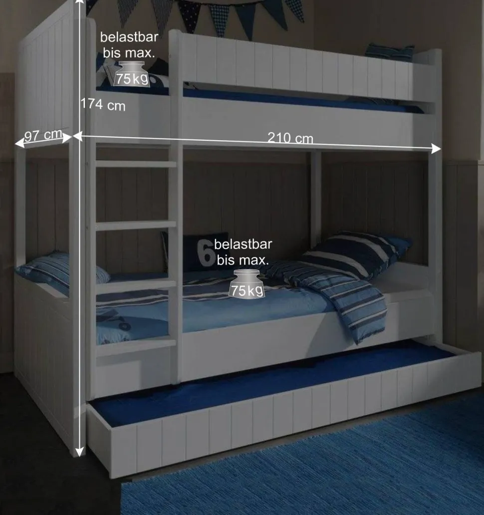 Design-Etagenbett Maggy in Weiß