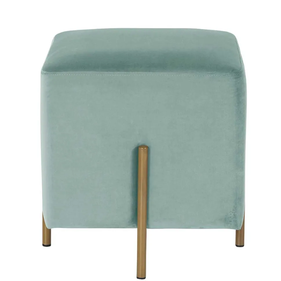 Designhocker in Graugrün Samt - Strong