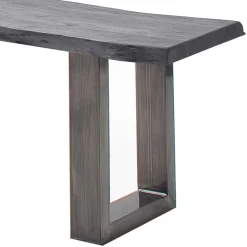 Design-Küchenbank mit Baumkanten Akazie Grau - Salmasion