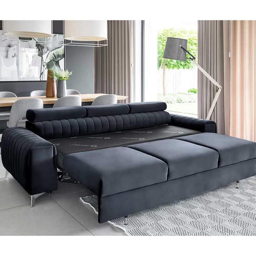 Design-Schlafsofa in Blauschwarz Samt - Harvests