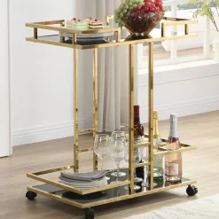 Design-Servierwagen in Schwarz Glas - Ranieros