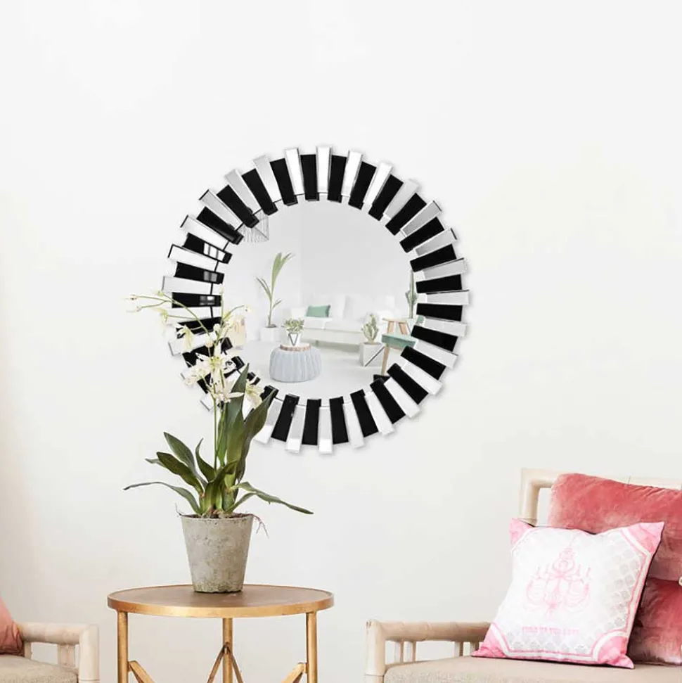 Designspiegel in Silber und Schwarz - Yarah