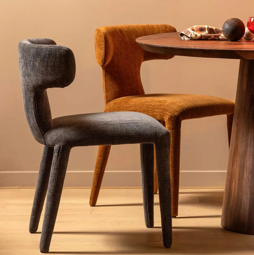 Designstühle in Dunkelbraun Stoff - Mestecan (2er Set)