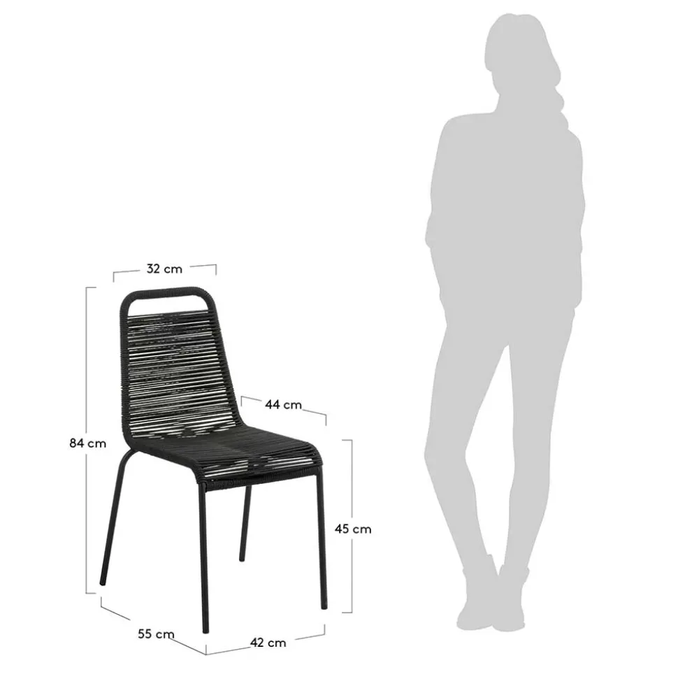 Designstuhl aus Kordel & Stahl - Loeesa (2er Set)