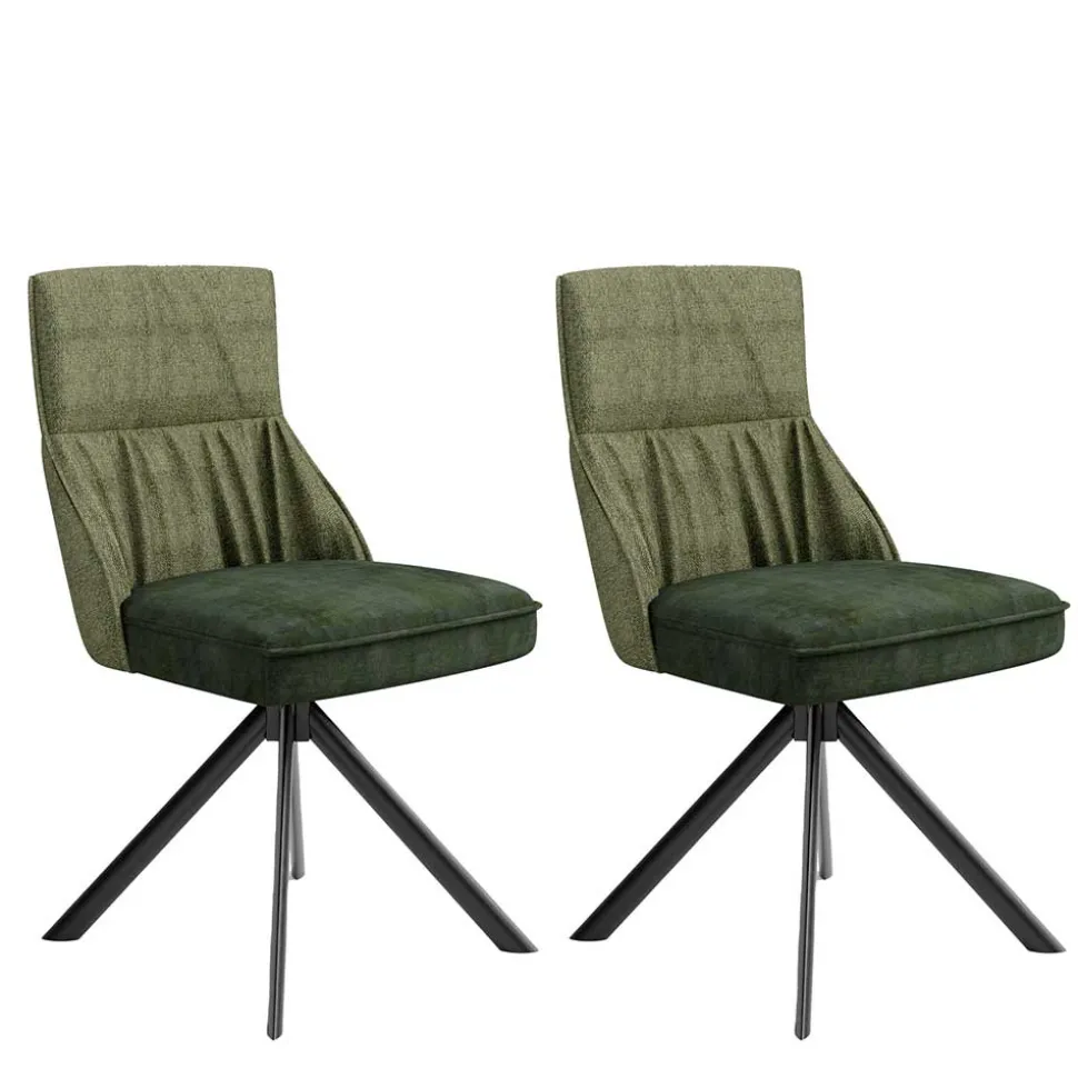Designstuhl in Grün Material Mix - Hollabrunn (2er Set)
